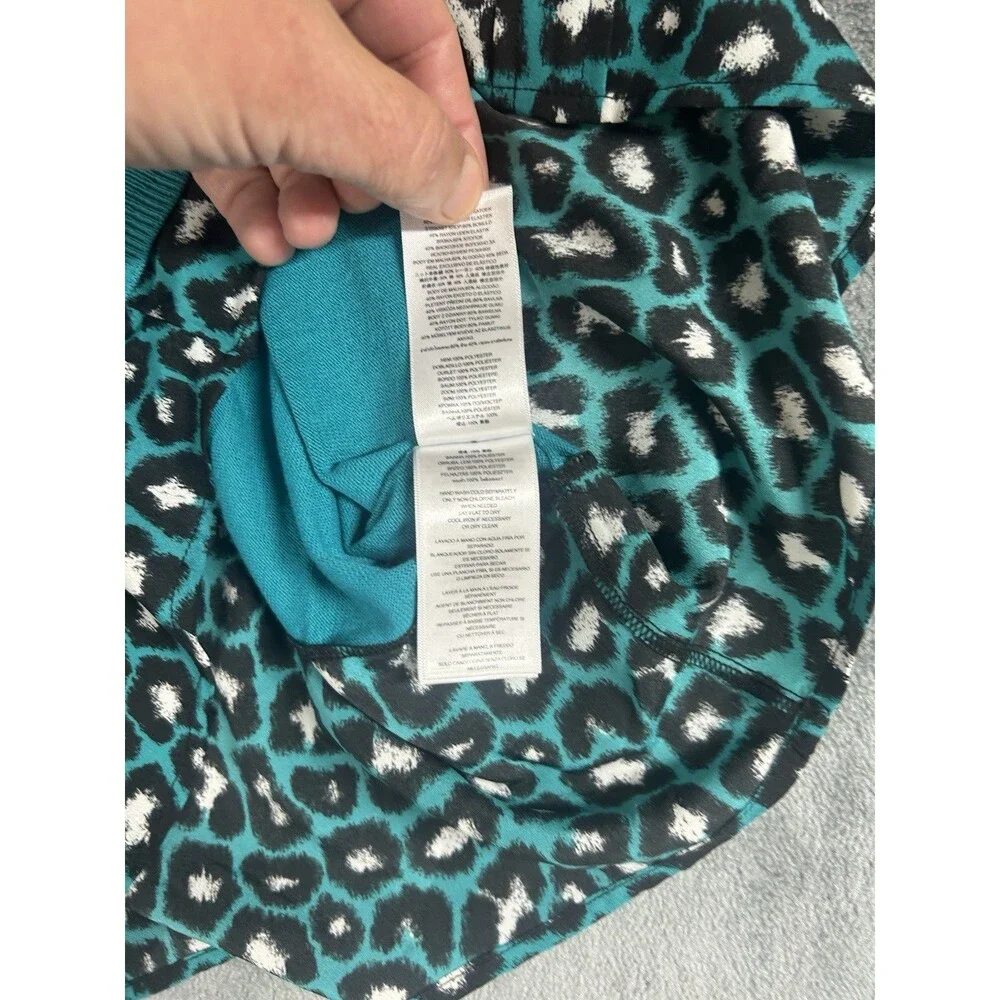 Michael Kors Womens Top Lt Sweater Small Turquoise Leopard PrInt NEW  FR SHP 087